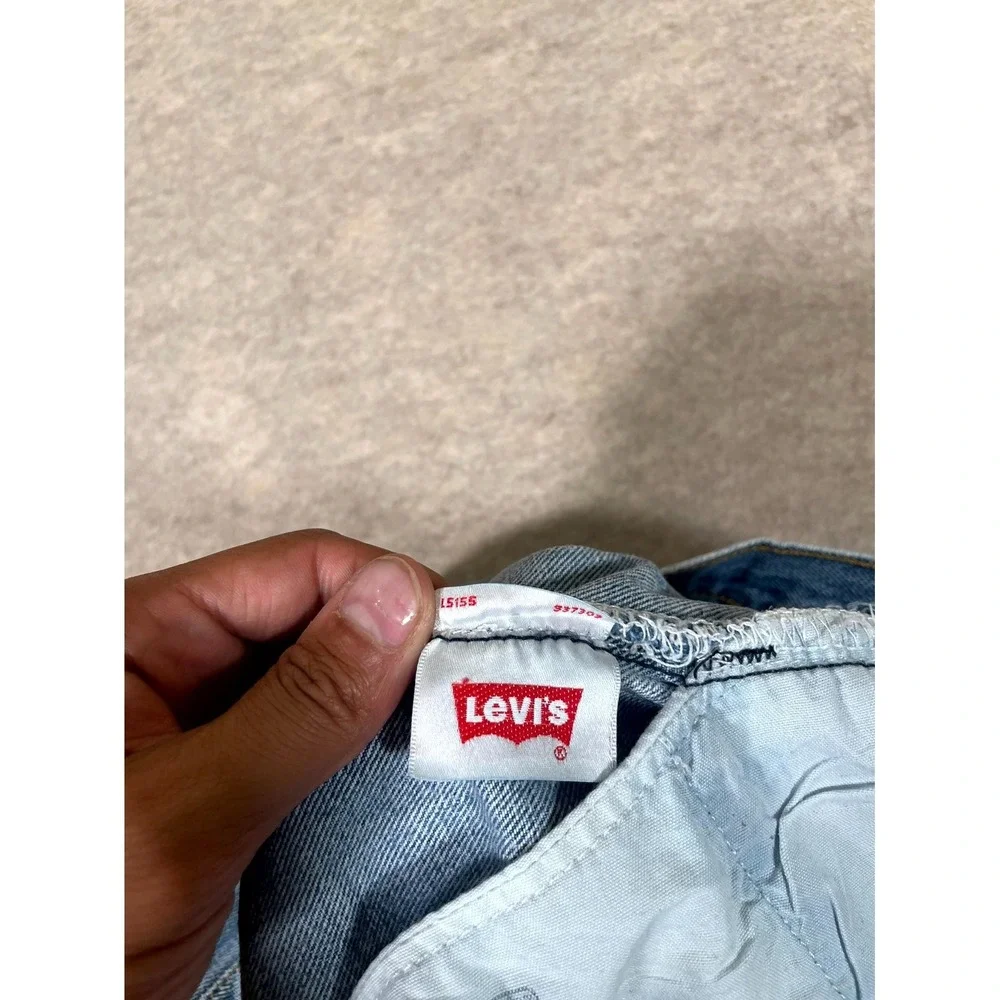 Levis 501 Original Fit Straight Jeans Mens 35x32 Blue Denim Logo Cotton Mid Rise